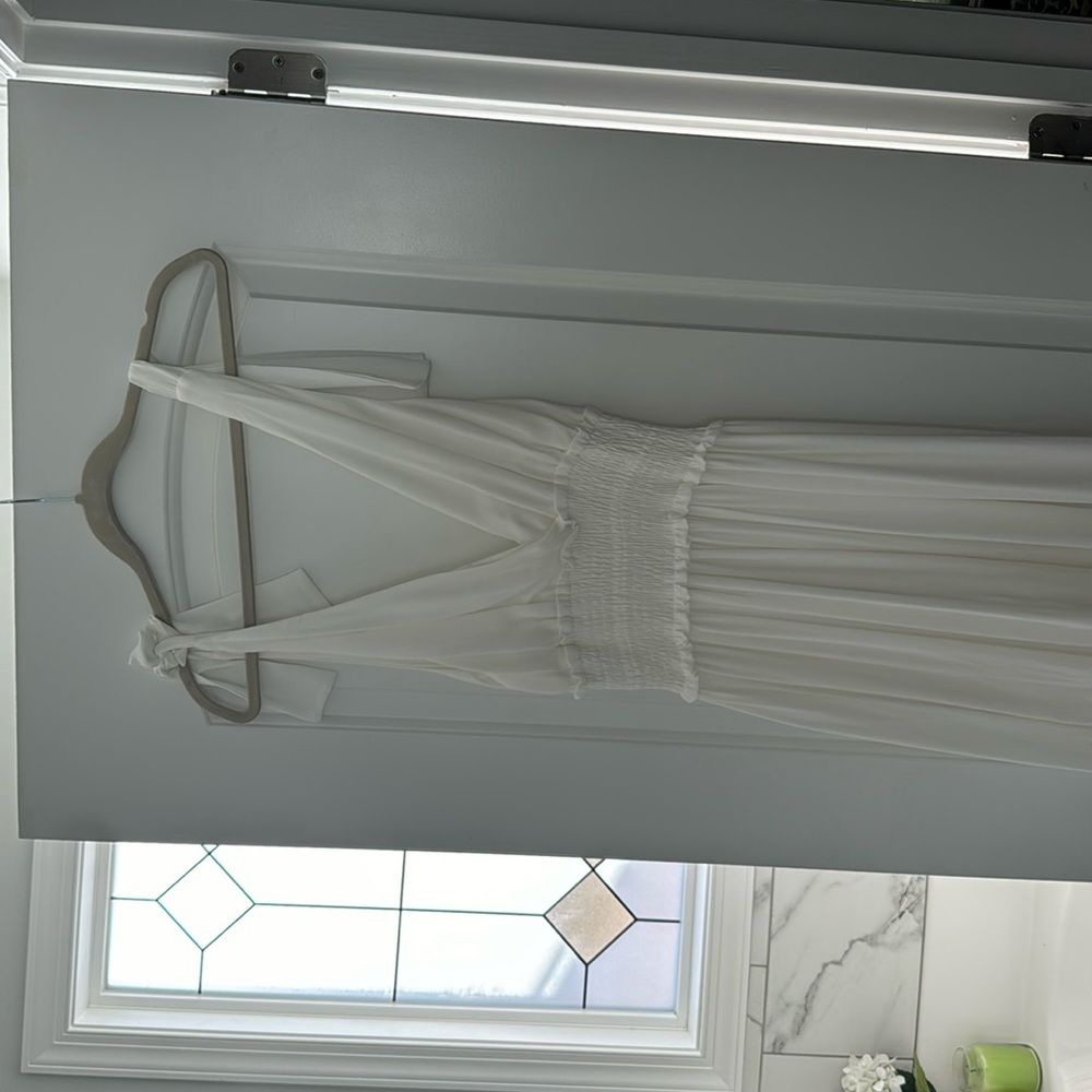 Maxi white ruffle dress